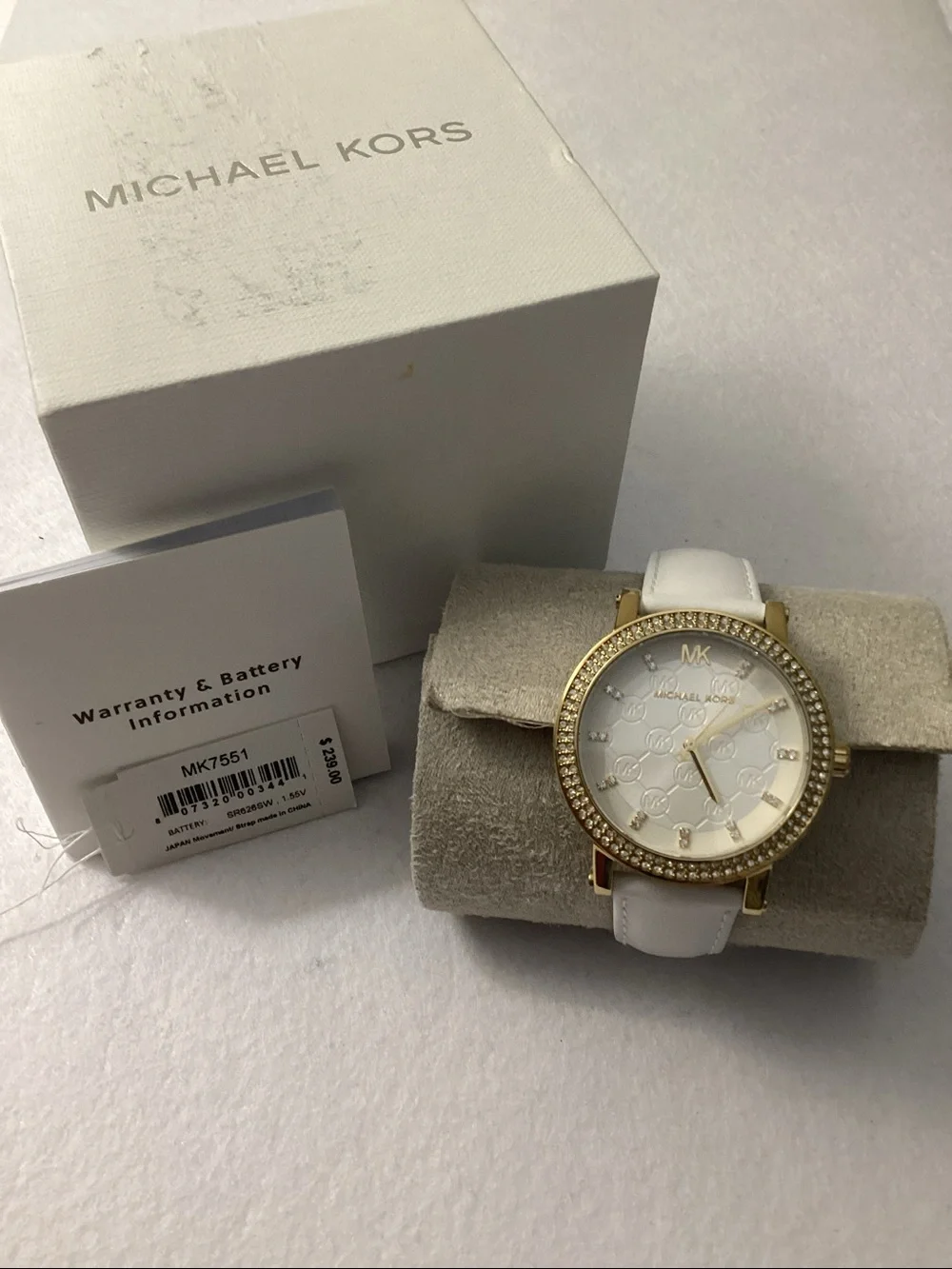Michael Kors Corey Three-Hand White Leather Watch 38mm
